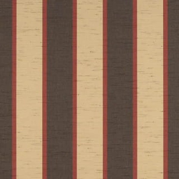 Sunbrella upholstery fabric with tan, brown, and red stripes.