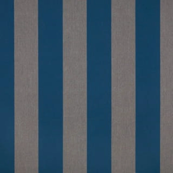 Sunbrella upholstery fabric with wide stripes of blue and gray