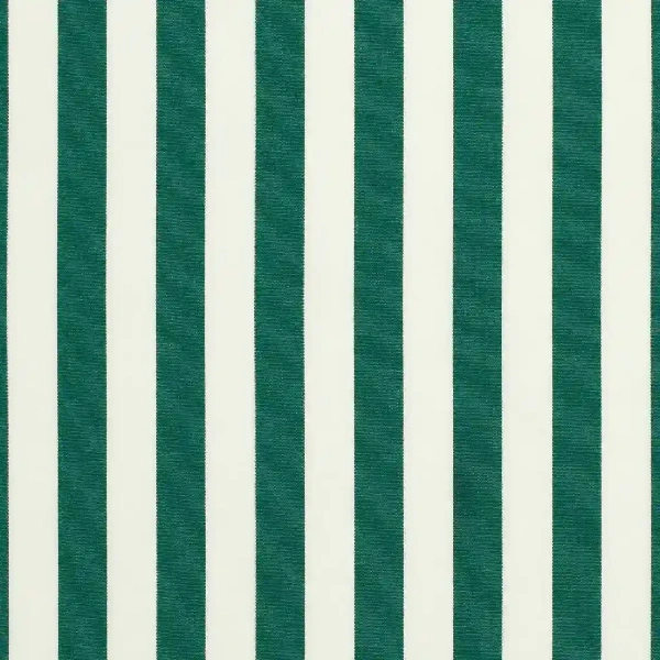 Sunbrella upholstery fabric with wide stripes of green and white.