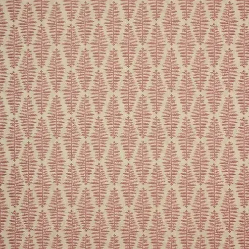 Pink fern leaf pattern upholstery fabric swatch