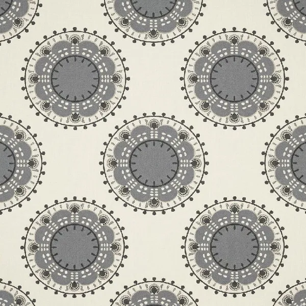 Grey and white medallion pattern sofa upholstery fabric