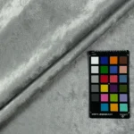 Grey crushed velvet upholstery fabric with color card