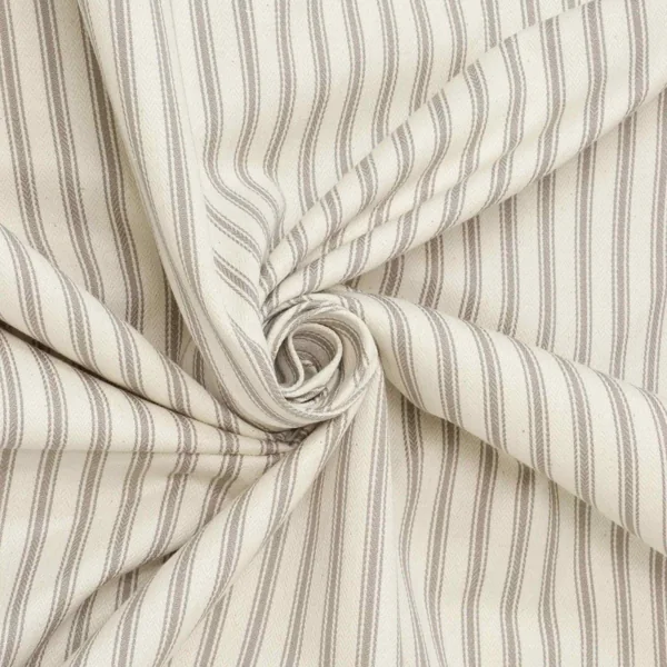 Kent Ticking Stripe Mushroom Fabric
