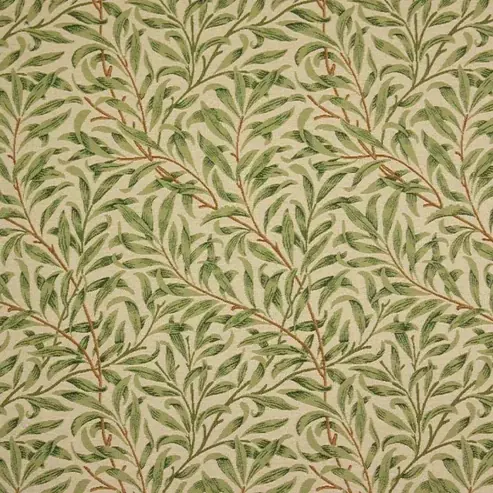 Sage green willow leaf pattern upholstery fabric swatch